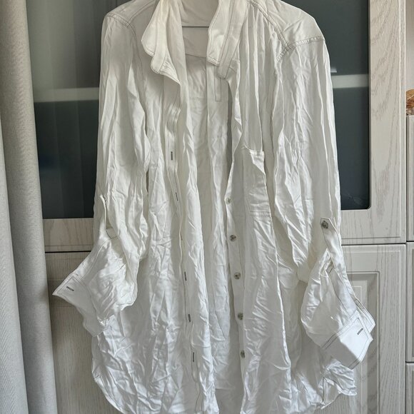 Ann Demeulemeester large white blouse boyfriend oversize silk button dow… - Picture 2 of 16